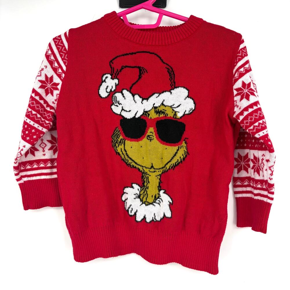 The Grinch Dr. Seuss Red Christmas Grinch Santa Hat Cotton Blend Sweater Size 2T